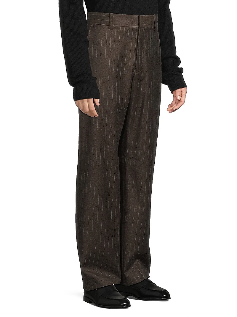 Chalk stripe Flat-Front Trousers