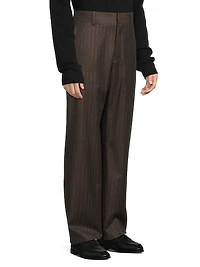 Chalk stripe Flat-Front Trousers