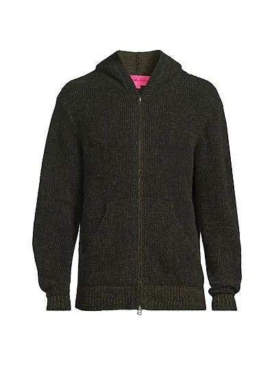 Rib-Knit Cashmere Zip Hoodie
