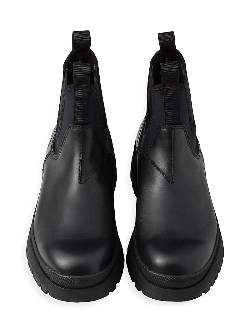 Leather and Stretch Fabric Chelsea Boots