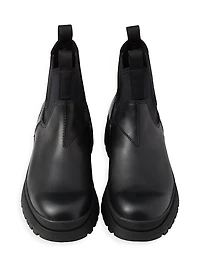 Leather and Stretch Fabric Chelsea Boots