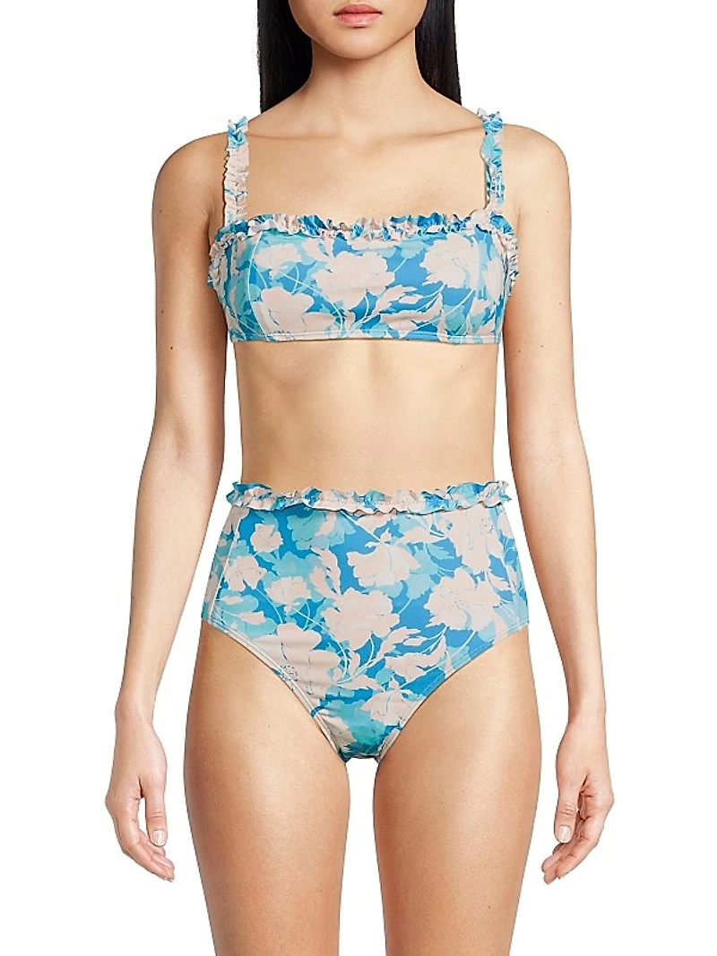 Siggi Ruffled Floral Bikini Top