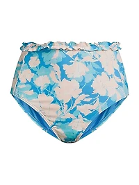 Siggi Ruffled Floral High-Waist Bikini Bottom