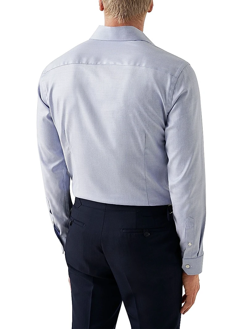 Contemporary-Fit Mélange Solid Cotton-Lyocell Shirt