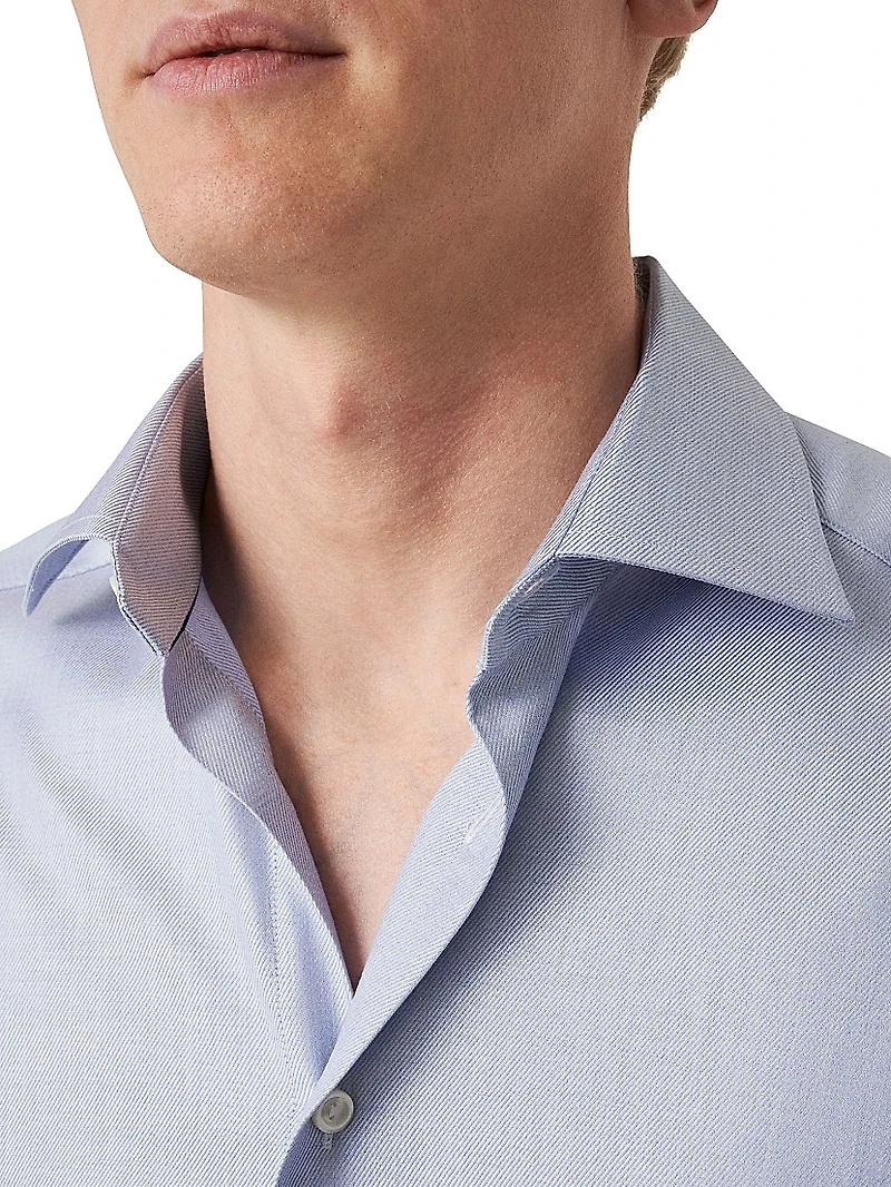 Contemporary-Fit Mélange Solid Cotton-Lyocell Shirt