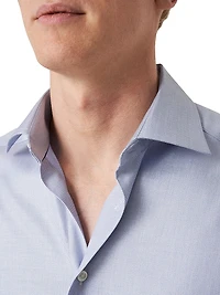 Contemporary-Fit Mélange Solid Cotton-Lyocell Shirt