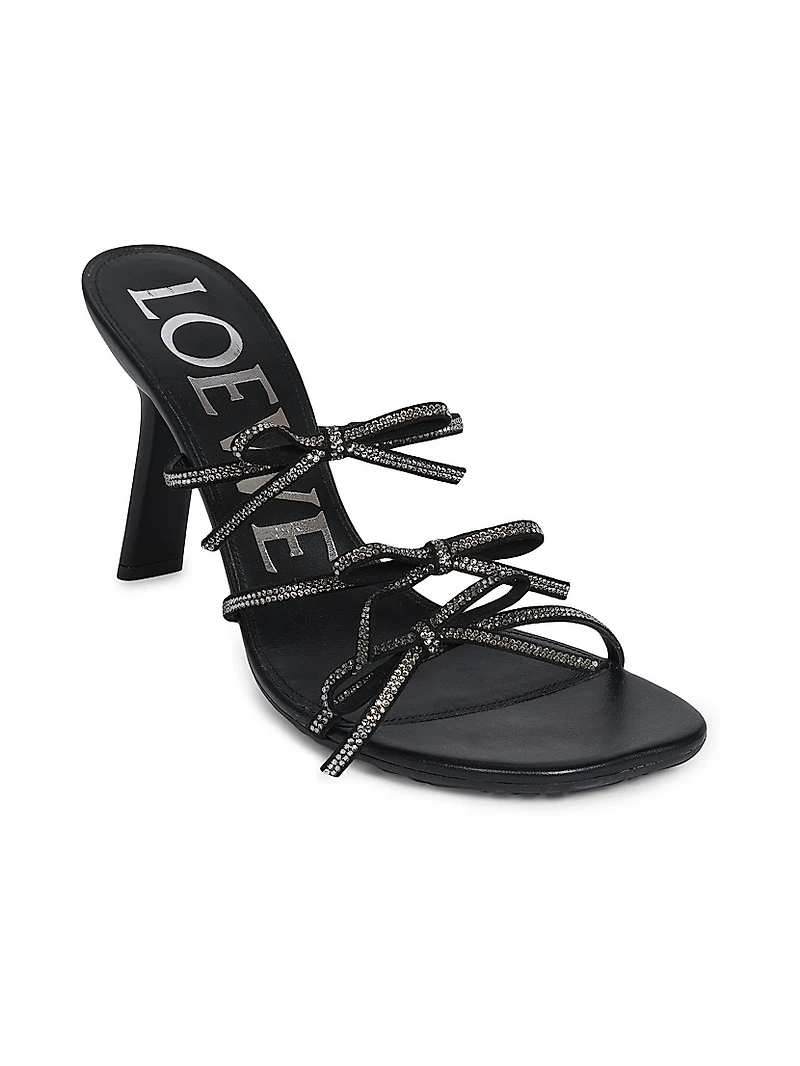 Petal Bow Embellished Leather Sandals