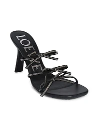 Petal Bow Embellished Leather Sandals