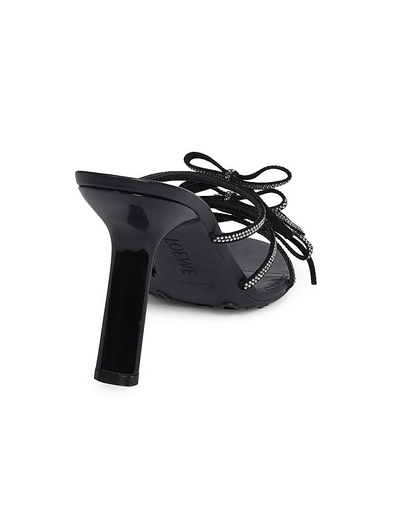 Petal Bow Embellished Leather Sandals