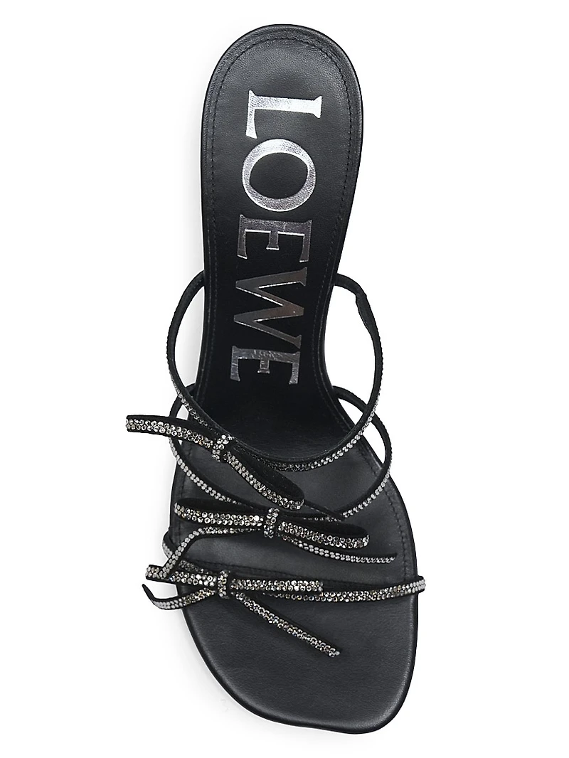 Petal Bow Embellished Leather Sandals