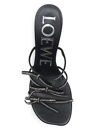 Petal Bow Embellished Leather Sandals