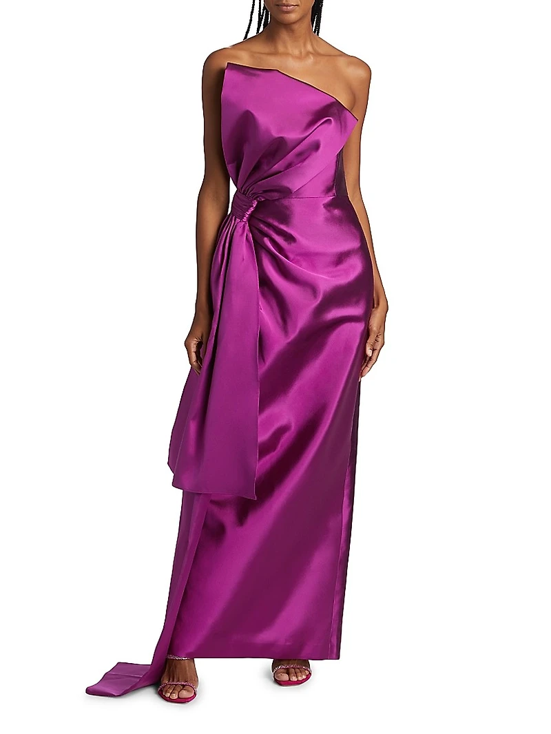 Nadine Silk-Wool Draped Strapless Gown