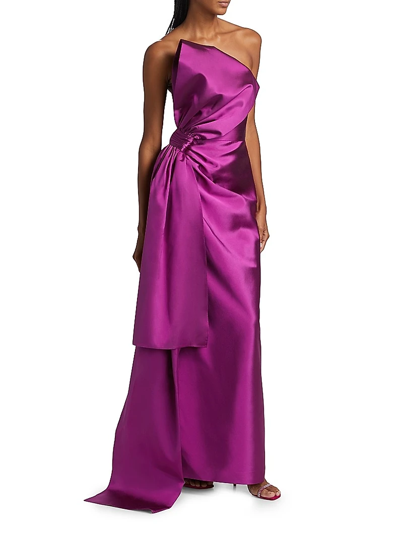 Nadine Silk-Wool Draped Strapless Gown