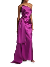 Nadine Silk-Wool Draped Strapless Gown