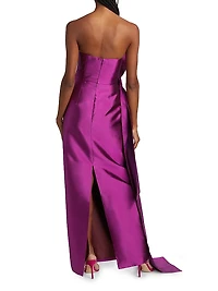 Nadine Silk-Wool Draped Strapless Gown