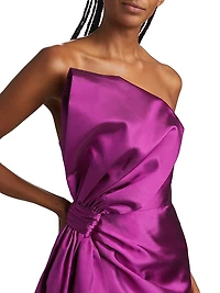 Nadine Silk-Wool Draped Strapless Gown
