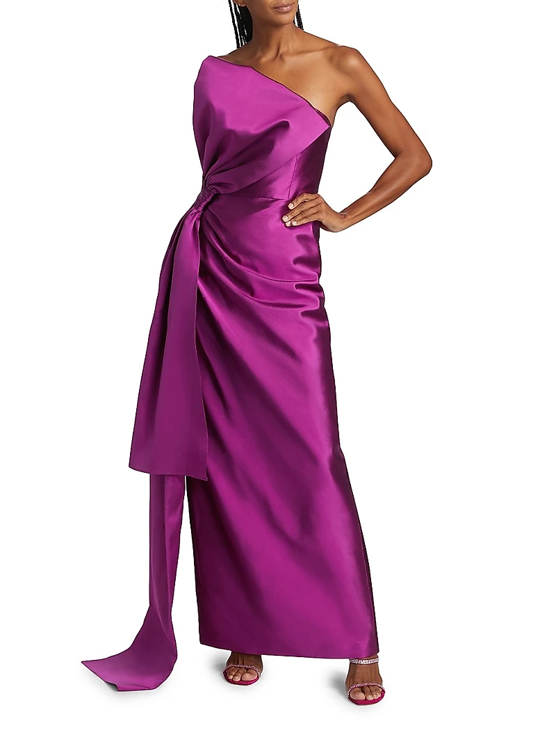 Nadine Silk-Wool Draped Strapless Gown