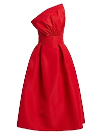 Willow Silk Bow Strapless Midi-Dress
