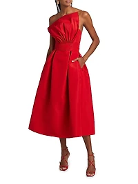 Willow Silk Bow Strapless Midi-Dress