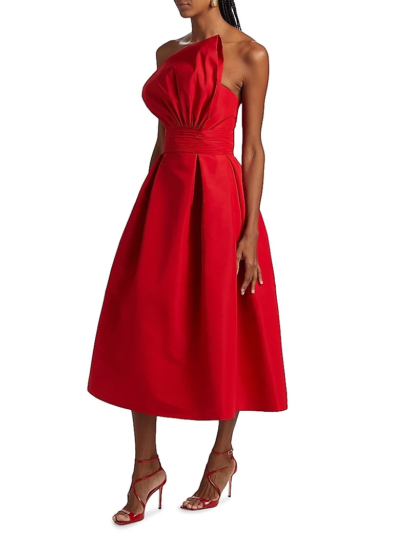 Willow Silk Bow Strapless Midi-Dress
