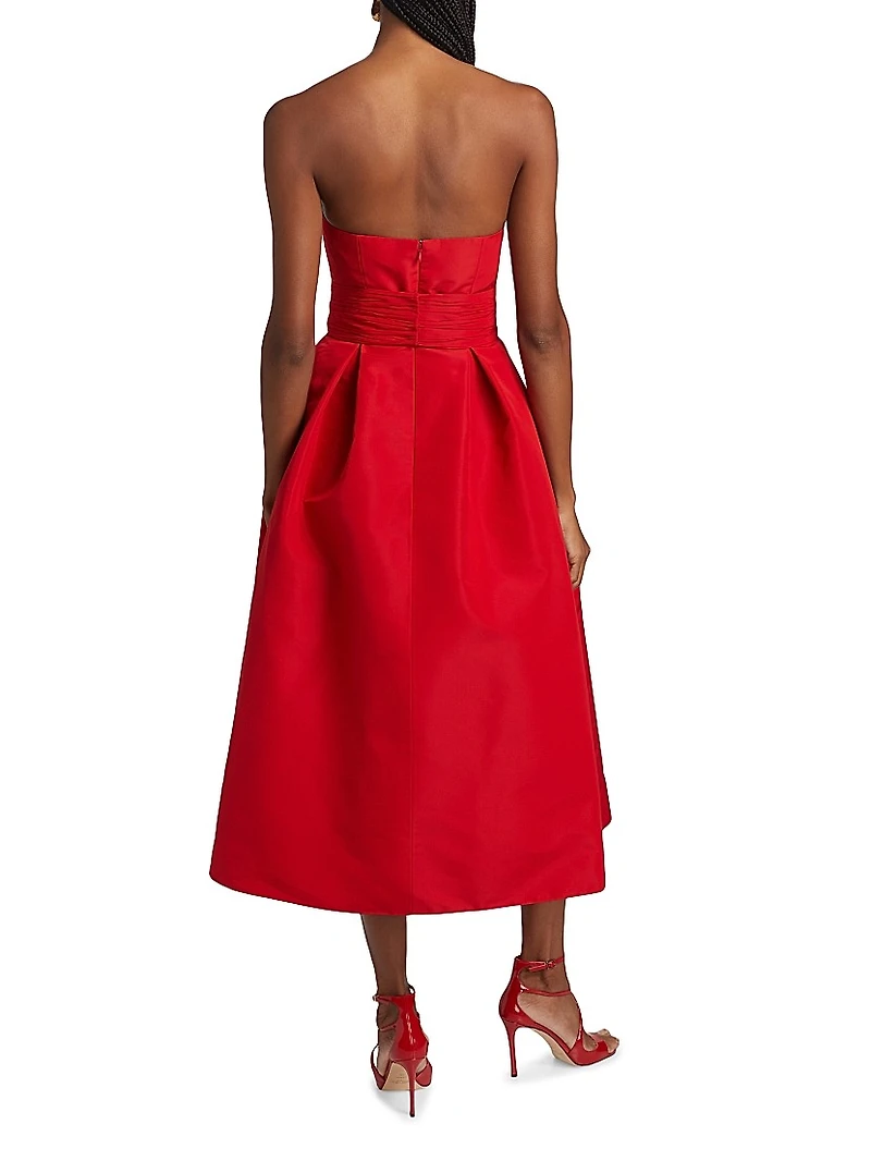 Willow Silk Bow Strapless Midi-Dress
