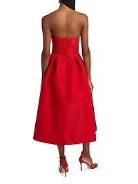 Willow Silk Bow Strapless Midi-Dress