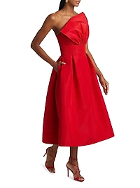 Willow Silk Bow Strapless Midi-Dress