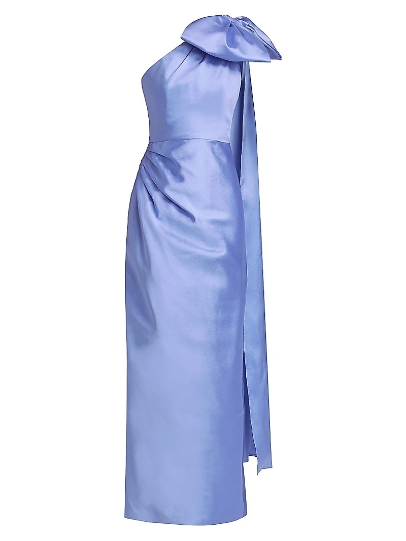 Elara Silk-Wool One-Shoulder Column Gown