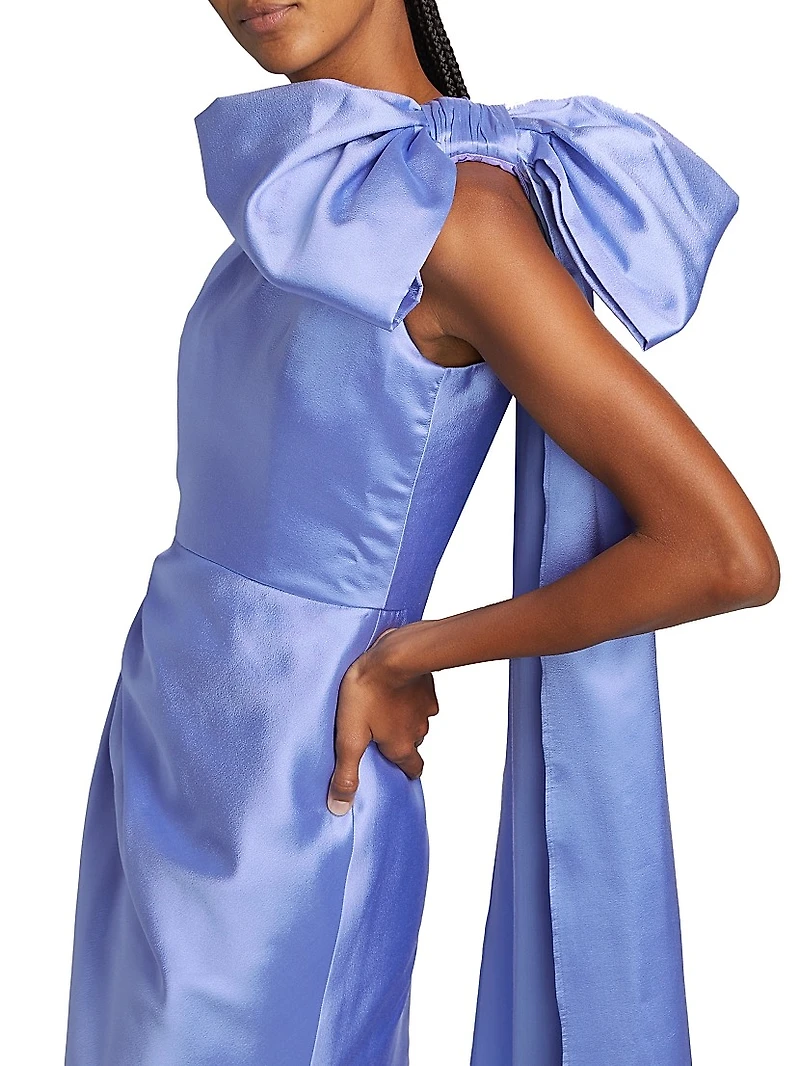 Elara Silk-Wool One-Shoulder Column Gown