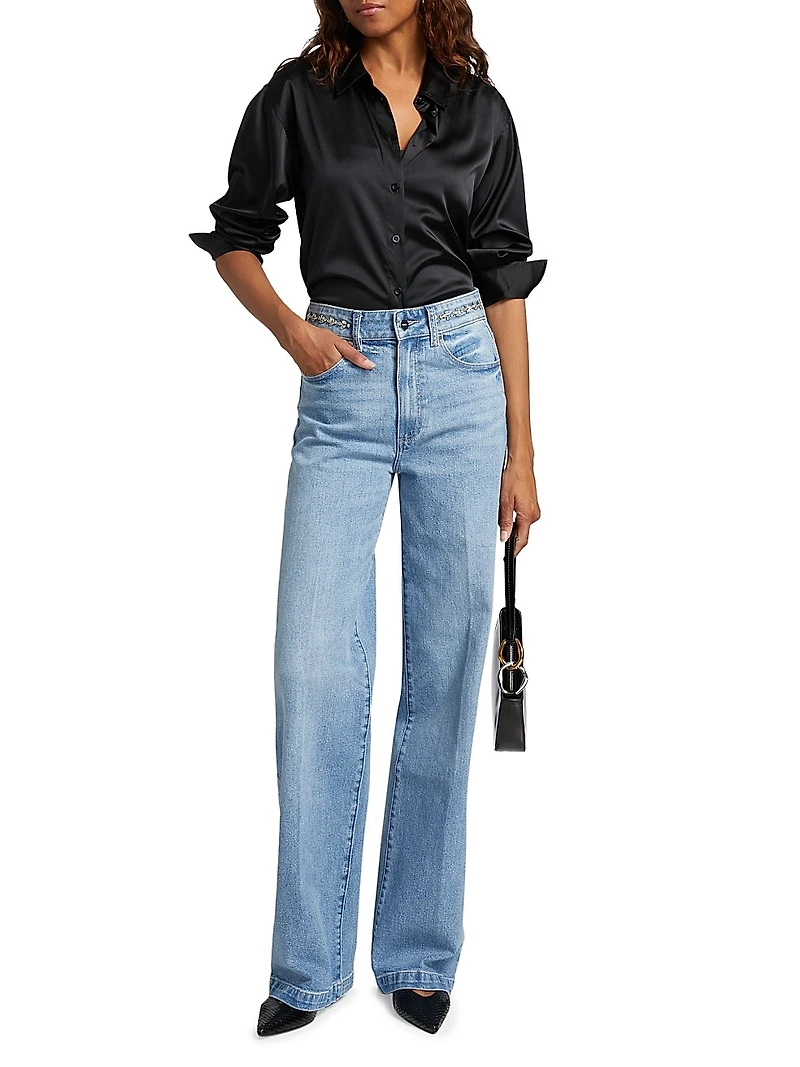 Sasha Embellished Straight-Leg Jeans