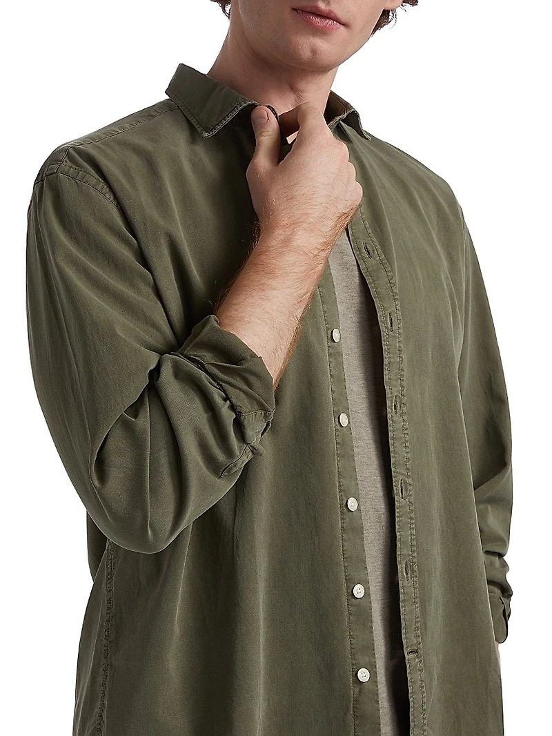 COLLECTION Garment-Dyed Button-Front Shirt