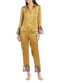 Lolita Lace-Trim Silk Pajamas