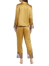 Lolita Lace-Trim Silk Pajamas