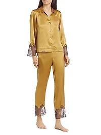 Lolita Lace-Trim Silk Pajamas