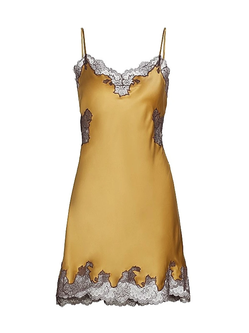 Lolita Lace-Trim Silk Slip Minidress