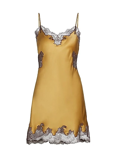 Lolita Lace-Trim Silk Slip Minidress