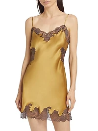 Lolita Lace-Trim Silk Slip Minidress