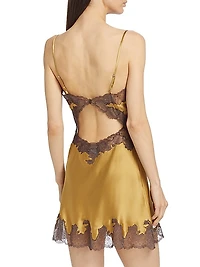 Lolita Lace-Trim Silk Slip Minidress