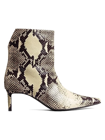 Ona 55MM Snake-Print Leather Ankle Boots