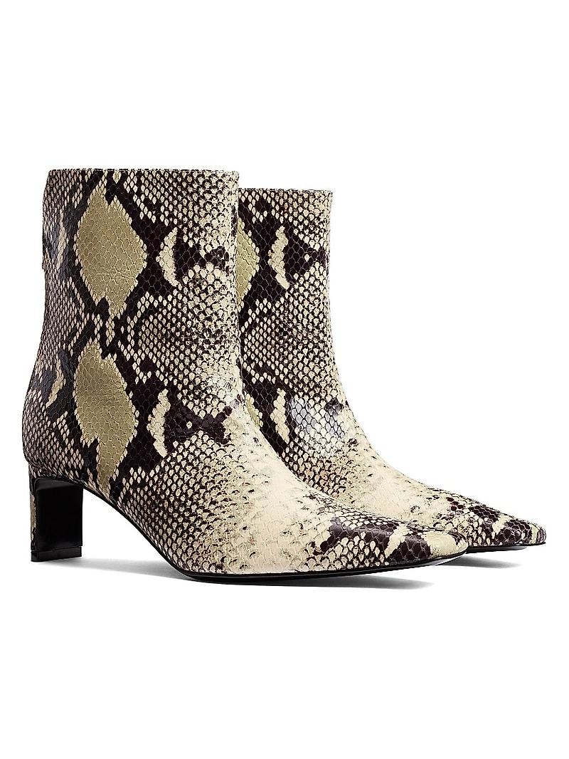 Ona 55MM Snake-Print Leather Ankle Boots