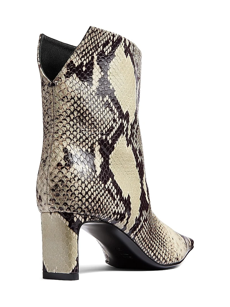 Ona 55MM Snake-Print Leather Ankle Boots