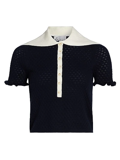 Bettina Pointelle Knit Short-Sleeve Top