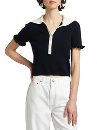 Bettina Pointelle Knit Short-Sleeve Top