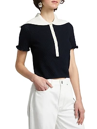Bettina Pointelle Knit Short-Sleeve Top