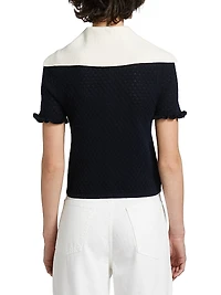 Bettina Pointelle Knit Short-Sleeve Top