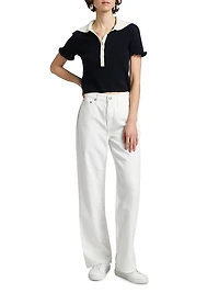 Bettina Pointelle Knit Short-Sleeve Top