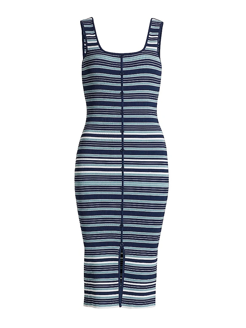 Striped Rib-Knit Tank Dress