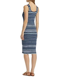 Striped Rib-Knit Tank Dress
