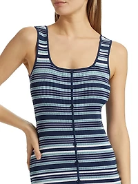 Striped Rib-Knit Tank Dress