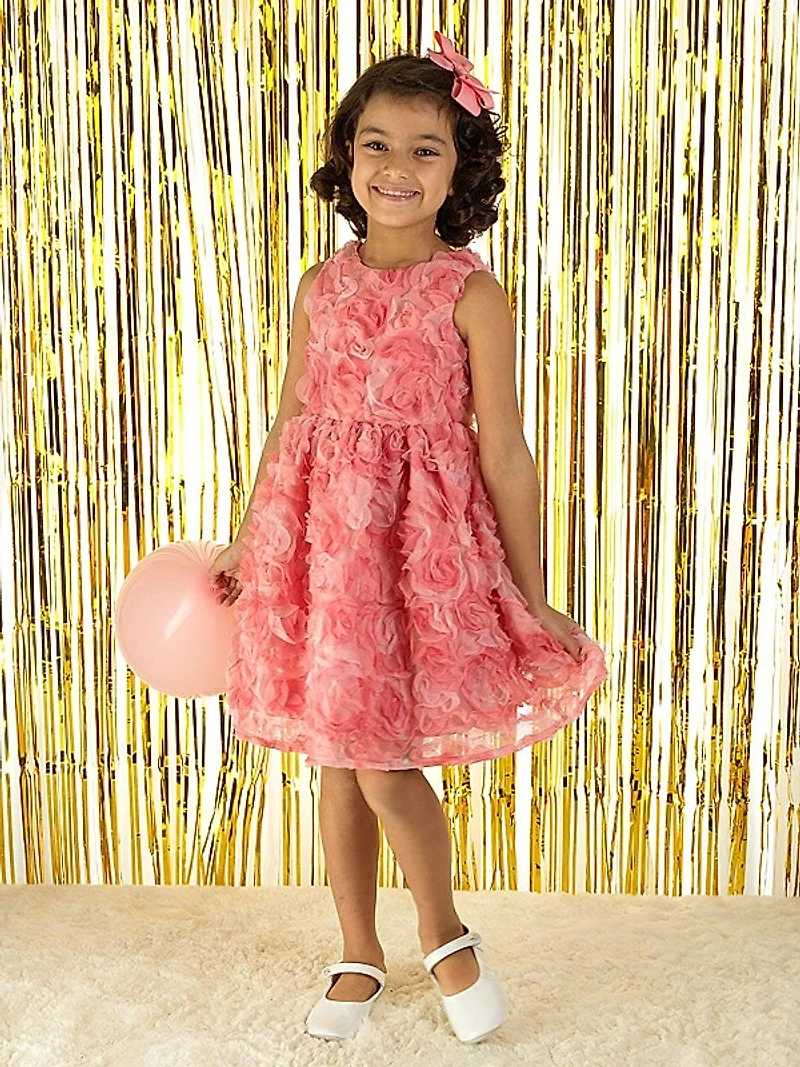 Little Girl's & Girl's Rosette Flutter Dress